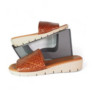 Bertuchi Woven Leather Slide Sandals Made in Spain Brown Women's 8.5/39